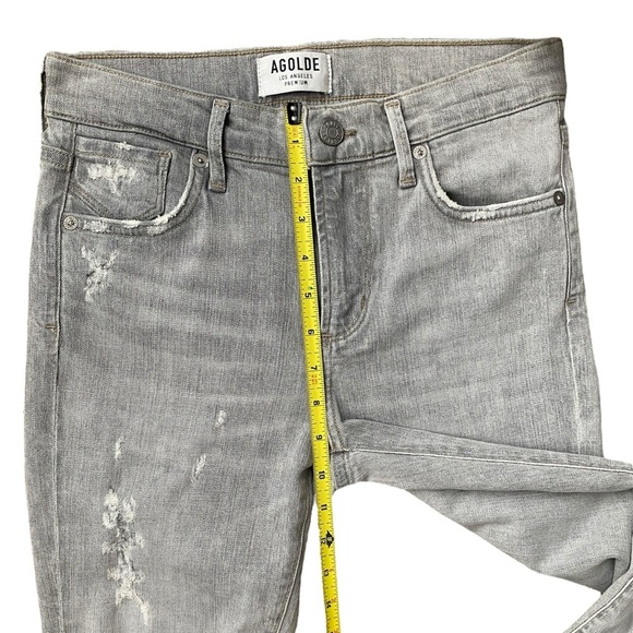 AGOLDE Sophie High Rise Crop Skinny Jeans Portland Destructed Gray Size 25 - Picture 5 of 8